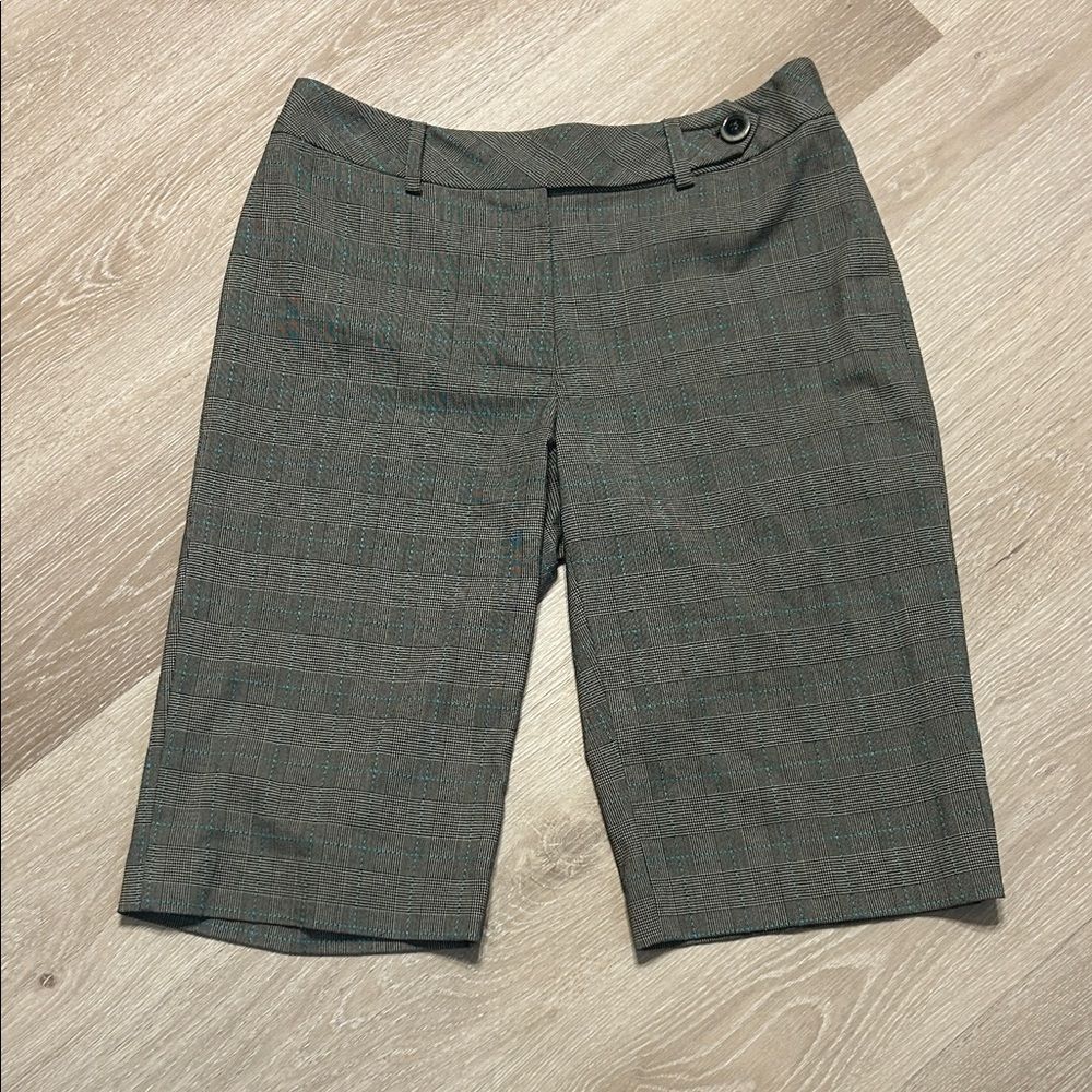 Y2K Nicole by Nicole Miller Gray Plaid Bermuda Skimmer Trouser Shorts